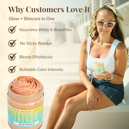 Luminous Bronze Whipped Tallow Moisturizer - 9oz Moisturizing All Natural Bronzing Body Butter with Mica