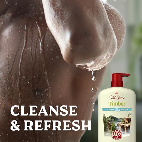 Old Spice Cleansing Body Wash for Men, 24/7 Shower Fresh with Lasting Scent, Cleanse & Refresh, Gentle on Skin, Vitamin B3, Timber with Sandalwood + Cypress Scent, 30 oz (Pack of 4)