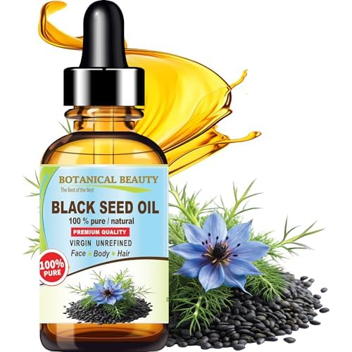 Botanical Beauty BLACK SEED OIL 100% Pure Natural Undiluted Virgin Unrefined Cold Pressed Carrier Oil. 0.5 Fl.oz.- 15 ml. for Face, Skin, Body, Hair, Nails. Rich in Vitamin C, Vitamin E