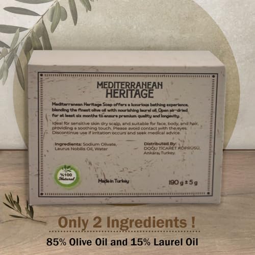 Aleppo Soap Bar ? 100% Natural Olive & Laurel Oil for Sensitive Skin, Hair, Face & Body ? Handmade, Vegan, Chemical-Free