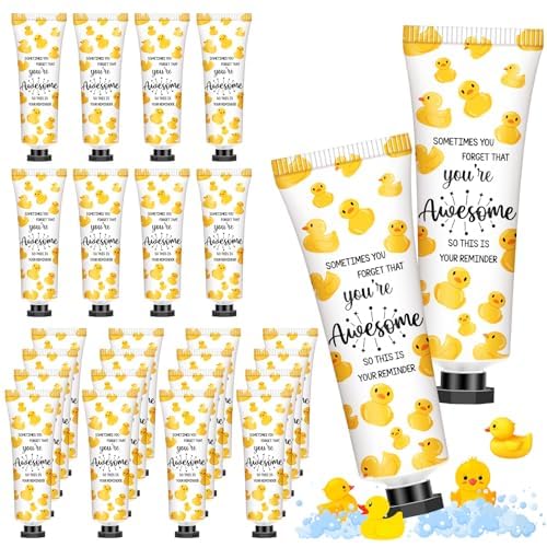 24 Pack Duck Gifts Positive Hand Cream Bulk for Coworker Team Employee Appreciation Women Party Favor Travel Size Mini Lotion Bulk Emotional Support Duck Goodie Bag Stuffer Gifts