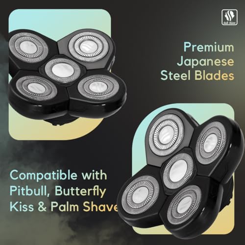 Skull Shaver Carver 5 Head Replacement Blade - Efficient Shave for Coarse Hair - Flexing Rotary Blades - Easy Maintenance - Fits Pitbull Shavers