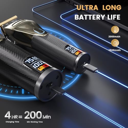 Hair Clipper for Men, Professional Electric Hair Cutting & Trimmers Set with 7500RPM Powerful Motor & LCD Display, Mens Cordless Hair Grooming Kit Barbers Haircut, Gift for Birthday Christmas
