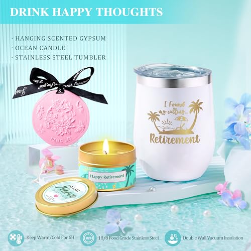 Retirement Gifts for Women 2025, 16 pcs Happy Retirement Gifts for Teacher Nurse Mom Grandma Colleague Coworker Friend Boss, Best Retirement Gift Basket Set, Retirees Gift With Tumbler