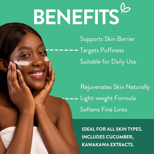 By Nature Botanicals Hyaluronic Acid & Caffeine Under Eye Cream - Firming & Refreshing Eye Cream for Dark Circles - Skincare from New Zealand - .5oz