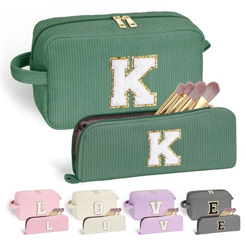 YOOLIFE Initial Travel Makeup Bag Cosmetic Bag - Teen Girl Gifts Trendy Stuff Friend Birthday Gifts for Women Teen Girl Kids