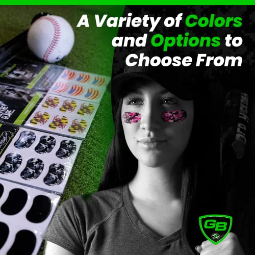 12 Pairs Peel & Stick Athletic Eyeblack, Eye Black Baseball, Eye Black Lacrosse, No Mess (Blue & Yellow Camo)
