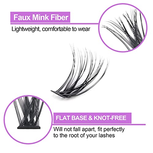 KISSXIAOYA Cluster Eyelashes Extensions, 240pcs 40D 0.07D Curl Soft Individual Lashes Natural False Eyelashes Cluster DIY Eyelash Extension (240pcs, 15mm)
