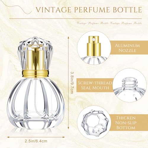 12 Pack 50ml/1.7oz Refillable Glass Perfume Spray Bottles, Empty Crystal Glass Fragrance Spray Bottles Bulk, Vintage Atomizer with Refill Tool for Travel, Home Decor(Pumpkin Gold)