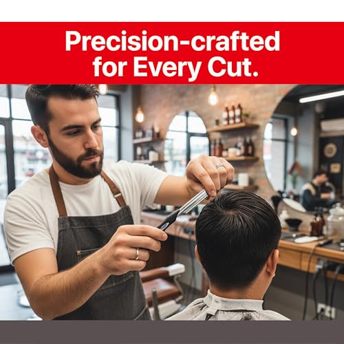 Feather - Detail Razor Standard Kit ? Ergonomic 6 1/4 inch Black Razor Handle 10 Guarded Replacement Blades & Metal Disposable Case ? Hair Cutting and Grooming ? Japanese Stainless Steel