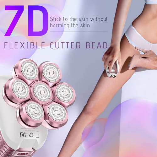 Electric Razors for Women Legs: 5-in-1 Rechargeable Electric Shavers for Body - Waterproof Wet Dry Hair Remover for Lady Face Underarms Public (Lightpink)