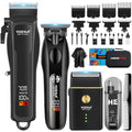 HIENA PRO Hair Clippers for Men Professional, Cordless Barber Clipper T-Blade Beard/Hair Trimmer Electric Razor Foil Shaver Set, Men's Hair Cutting Kit with LED Display, Barber or Home Use