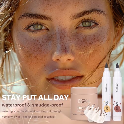 Natural Freckle Nude Warm Blush Makeup Kit- Liquid Fake Freckle Air Cushion, 2 Colors Freckle Pen, Powder Cushion Blush, Waterproof Long Lasting Freckles Marker for Cheek