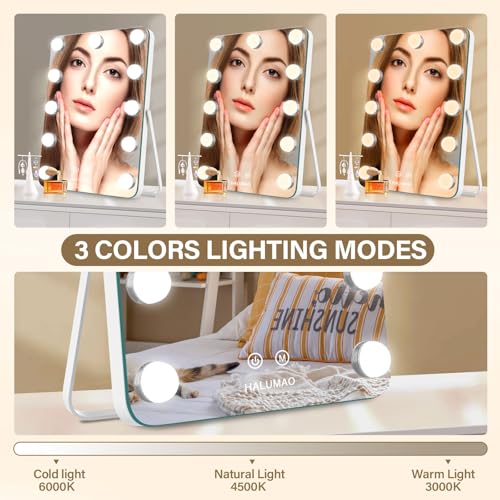 Vanity Mirror with Lights, Rechargeable Makeup Mirror, 14.6" Lighted Makeup Mirror for Dressing Room & Bedroom£¬Memory Function
