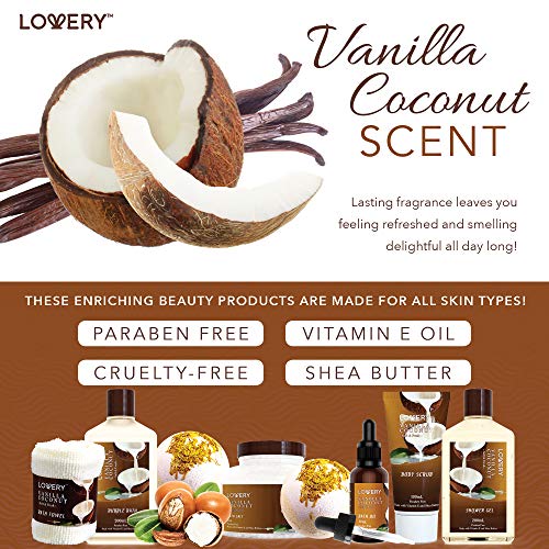 Gifts For Women Gift Basket for Women? 9 Piece Set of Vanilla Coconut Home Spa Set, Luxurious Gifts for Her, Bath and Body Sets Includes Fragrant Lotions, Large Bath Bombs, Coconut Oil
