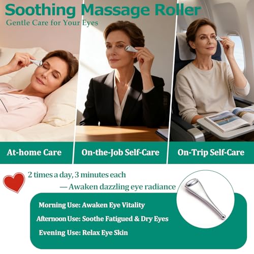 Gentle Metal Eyelid Massage Wand for Blocked Glands - Relieves Chalazion, Stye, Dry Eyes, and MGD,Eye Roller for Improves Meibum Flow & Unclogs Oil Glands