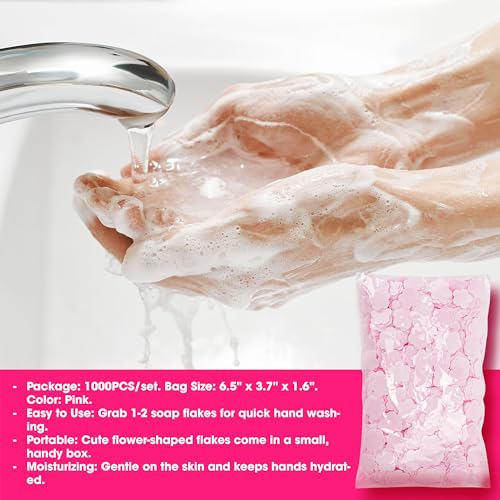 1000 Sheets Portable Soap Confetti Bath, Disposable Paper for Gentle Hand Washing Petals, Fragrance Wash for Women and Men, Perfect for Travel Hiking Toiletry (Pink)