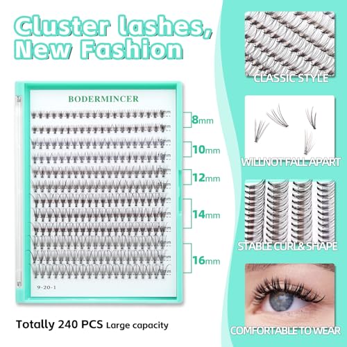 Bodemrincer 20 Root Thickness 0.07mm C Curl 8-10-12-14-16mm MIX 7D/10/12/20/30/40/50/60D 3D Individual Eyelashes Extension Soft Black Fake False Eye Lashes Tools (10D-8-10-12-14-16mm MIX)