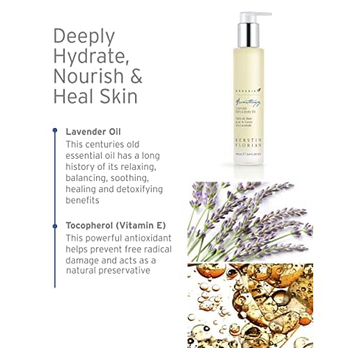 Kerstin Florian Organic Lavender Body Oil | Nutrient-Rich Moisturizer with Vitamin E, Coconut & Jojoba Oils | Natural Essential Oils for Relaxation & Massage | 3.4 fl oz