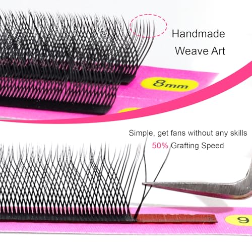 TDANCE YY Lash Extensions Premade Volume Eyelash Fans YY Lashes Matte Black W Lashes Extensions(YY-C-0.07,8-15 mm)