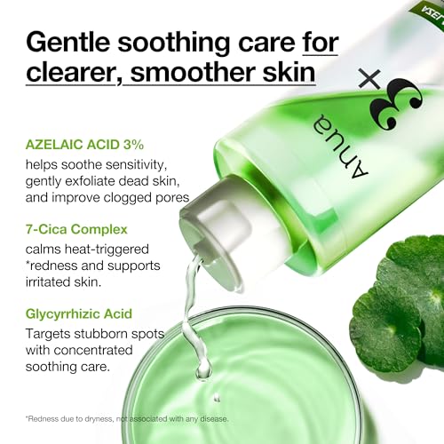 Anua Azelaic Acid 3 CICA Skin Clarifying Toner, Soothing & Clear Care, with Salicylic & Azelaic Acid, Sebum & Spot Care, Suitable for Sensitive Skin, Korean Skincare, 8.45 fl.oz (Pack of 2)