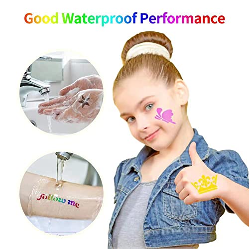 Temporary Glitter Tattoo Kit Kids, 24 Colors Glitter, 120 Stencils, Adults & Kids Arts Glitter Make Up Kit, Gifts for Girls Boys Christmas Festival Birthday Party