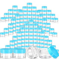 SATINIOR 100 Pcs Plastic Jars with Lids Small Containers Lids Wide Mouth Small Plastic Containers for Lotion Cream Rhinestones Body Butters Travel Storage(1 oz,Blue)