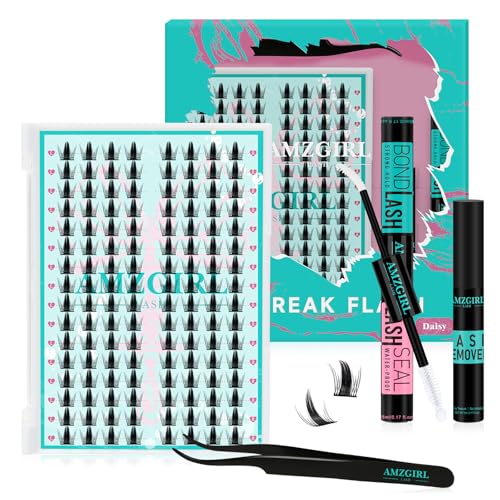 Lash Clusters Kit 128PCS Left & Right Lashes Cluster Kit with Wide Band Eyelash Clusters,White Eyelash Bond and Seal,Lash Remover and Tweezer for Cluster Eyelash Extensions(Daisy,D-12mm)