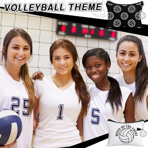 33 Pcs Valentines Day Volleyball Party Favors Include 16 Volleyball Makeup Bag Canvas Cosmetic Bag 16 Acrylic Keychain with a Marker for Birthday Team Lover Gift Filler