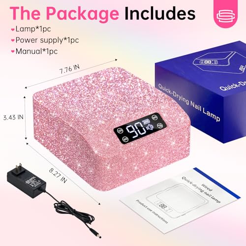 UV Light for Gel Nails, CHRISTINE SHELLY UV Nail Lamp, 96W Rechargeable Professional Diamond LED Nail Dryer with 4 Timer Setting, Touch Control&Auto Sensor, Fast Nail Light Curing Lamp for Salon&Home