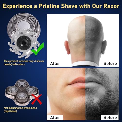4pcs Shaver Replacement Blades for Skull Shaver Pitbull Forte PRO Series,Shaver Replacement Heads Compatible with Skull Shaver Pitbull Gold/Silver/Platinum/Diamond Pro Shaver and Palm Shaver