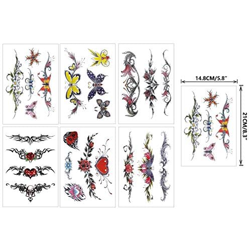 Flowers Butterfly Body Waist Waterproof Fake Temporary Tattoo Stickers Woman