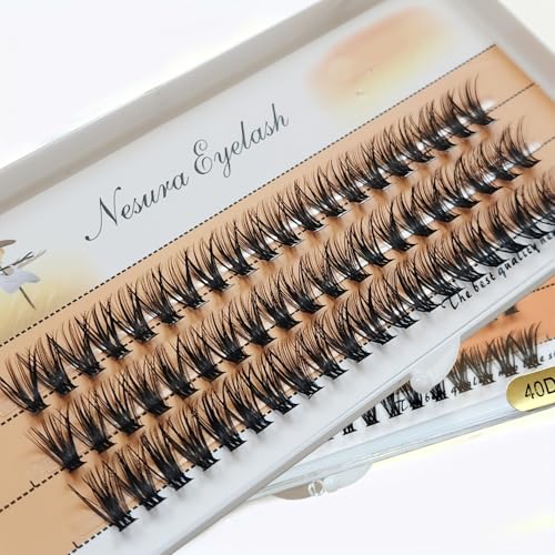 10 Boxes of 40D 0.07mm Faux Mink False Eyelashes, D Curling 9-16mm Mix Natural Eyelash Extension, 60 Clusters/1 Box Individual Eyelash Cluster Makeup Tools (40D-9mm£¨10Boxes£©)