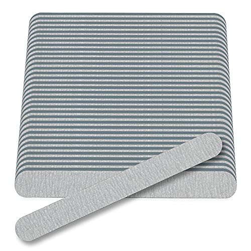 Flowery Nail File 100/180 Grit ? Double-Sided Emery Boards Nail File for Natural Nails and Acrylic Nails, Cushion Core, Silver, 100 Pack