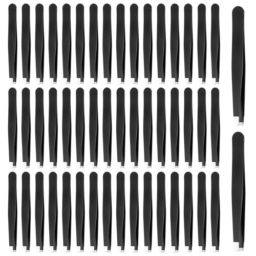 50 Pcs Eyebrow Tweezers Set Stainless Steel Slant Tip Tweezers Professional Precision Eyebrow Plucking Grooming Ingrown Growing Hair Remover for Women and Men Facial Hair