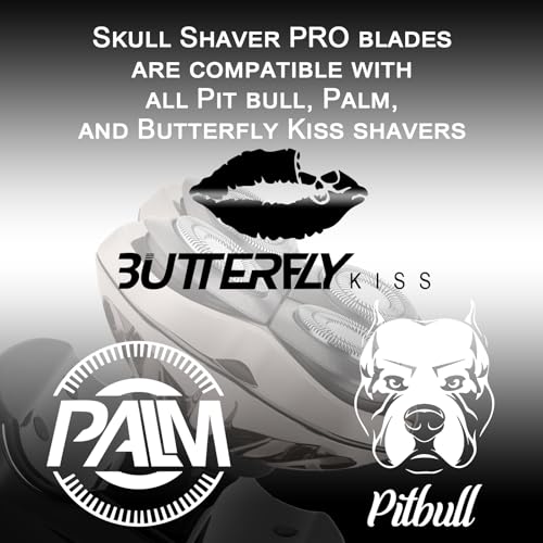 Replacement Head Compatible with Shaver PRO 4, Blade Fit for Skull Pitbull, Butterfly Kiss PRO & Palm Shavers, Replacement Head for Electric Shaver & Blade for Bald Head and for Men/Women (2 Pcs)