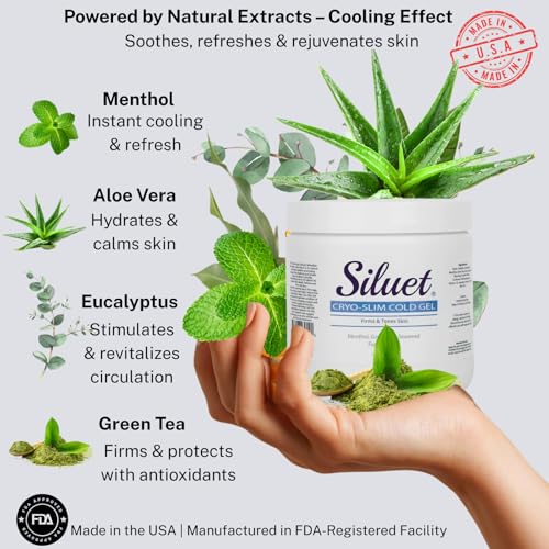SILUET Cryo Cold Gel ? Refreshing Body Gel with Herbal Extracts ? Cooling & Firming Sensation ? 16 oz Jar