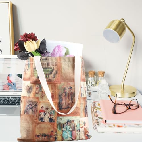 WCGXKO Vintage Romance Bookish Gift Tote Bag Book Bag for Classic Novel Lover