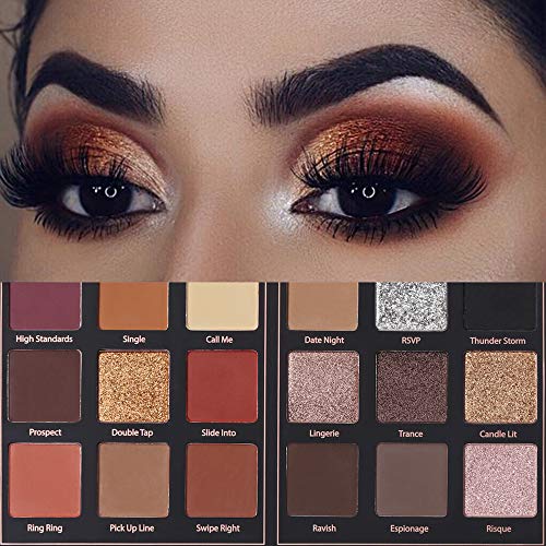 Prism Makeup 40 Colors Vibrant Rainbow Eyeshadow Palette with 18 Colors Dark Brown Rusty Smokey Eyeshadow Palette