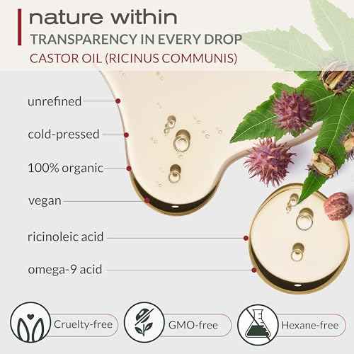 Ella & Eden Organic Castor Oil ? Cold-Pressed Hexane-Free Unrefined - For Hair Growth, Skin and Face - USDA Certified & 100% Pure - 32 fl oz