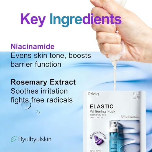 Korean Facial Mask 10 Sheets, Elastic Whitening &Tightening & Deep Moisture & Anti-Aging ,Niacinamide & Centella &Witch Hazel Water, Skin Softening Facial Mask, Korean Face Mask (Elastic Whitening)