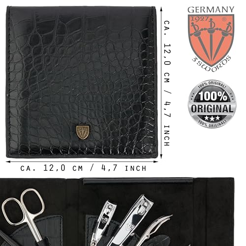 3 Swords Germany - brand quality 7 piece manicure pedicure grooming kit set for professional finger & toe nail care scissors clipper fashion leather case in gift box, Made by 3 Swords (84322)