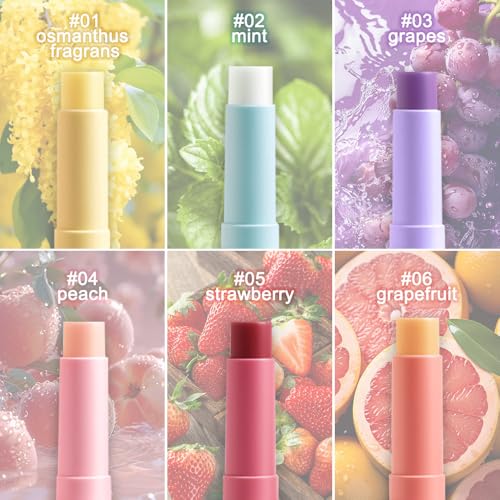 BINGBRUSH 6Pcs Lipstick - Hyaluronic Acid chapstick, Ultra Moisturizing & Repairing Lip Care for Dry, Chapped Lips,Long Lasting Hydration Lipstick, Vegan & Cruelty-Free (6 Tubes)