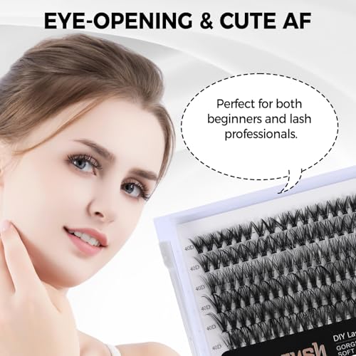 PARK SUNG HEE MIRACLE LASH DIY False Eyelashes, Lash Clusters, Lengthening Wisps 9mm-16mm Contact Lens Friendly, Easy to Apply, Reusable Strip Lashes (E1-220, 11mm), Black