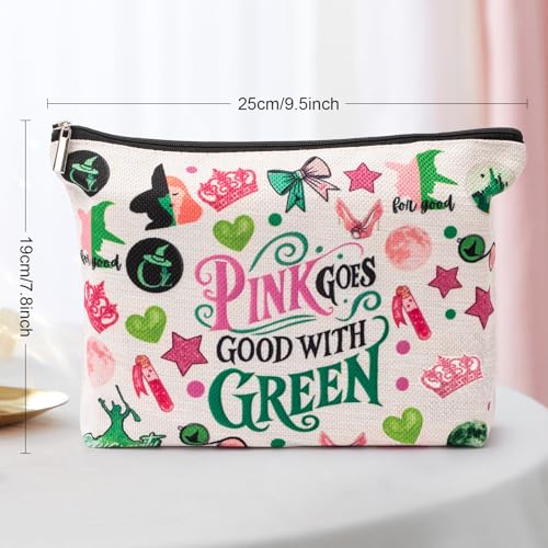 Musical witch design makeup bag with fun graphics - travel makeup bag for women and girls, evil music style makeup bag with zipper