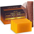 VALITIC Kojic Acid Dark Spot Remover Soap with Turmeric, Vitamin C, Retinol - Original Japanese Complex - Hyaluronic Acid, Vitamin E, Shea Butter, Castile Olive Oil - 3 Pack Bundle with African Net