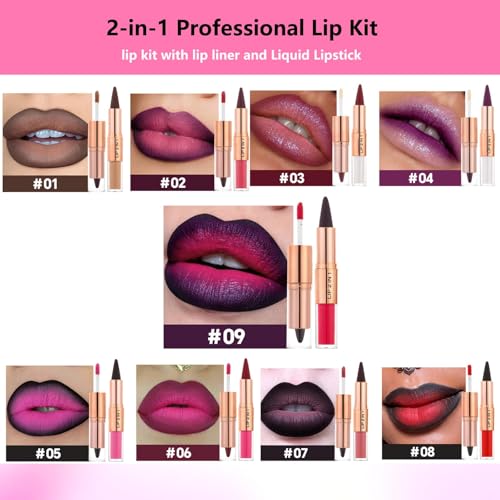 Clear Gloss and Lip Liner Liquid Lipstick Lip Combo, Lip Combo Sets for Black Women,High Pigmented Matte Lip Kit , Waterproof Long Lasting Lipstick Lip Combo Set Lip Kit with Lip Liner and Gloss #3 | Clear moisturizing
