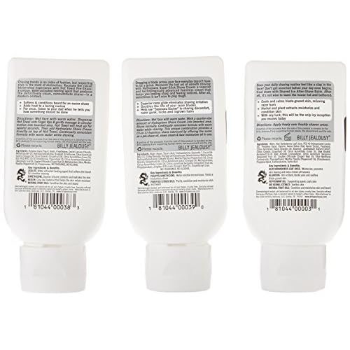 Billy Jealousy Shave3some Travel-Size Trio Shaving Kit for Men with Heating Pre-Shave, Super Slick Shave Cream and Cooling After-Shave, Citrus Scent, 3 Fl Oz Each