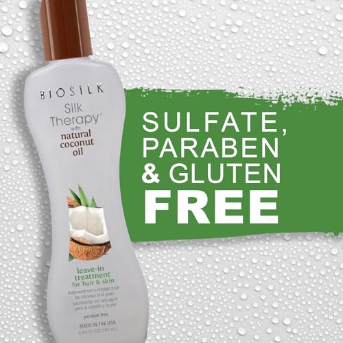 BioSilk Silk Therapy with Natural Coconut Oil Leave-In Treatment,Helps Control Frizz & Flyaways,Sulfate,Paraben & Cruelty-Free,5.64 Oz,(Pack of 2)