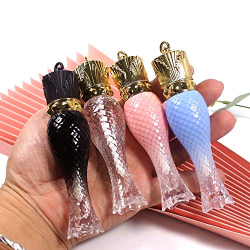 10 Pcs 5ml Mermaid Plastic Lip Gloss Tubes Vials Empty Refillable Lip Glaze Tubes with Crown Wand DIY Lipstick Tube Travel Lipgloss Bottle Cosmetic Container for Woman Girl Makeup,Mix-Color